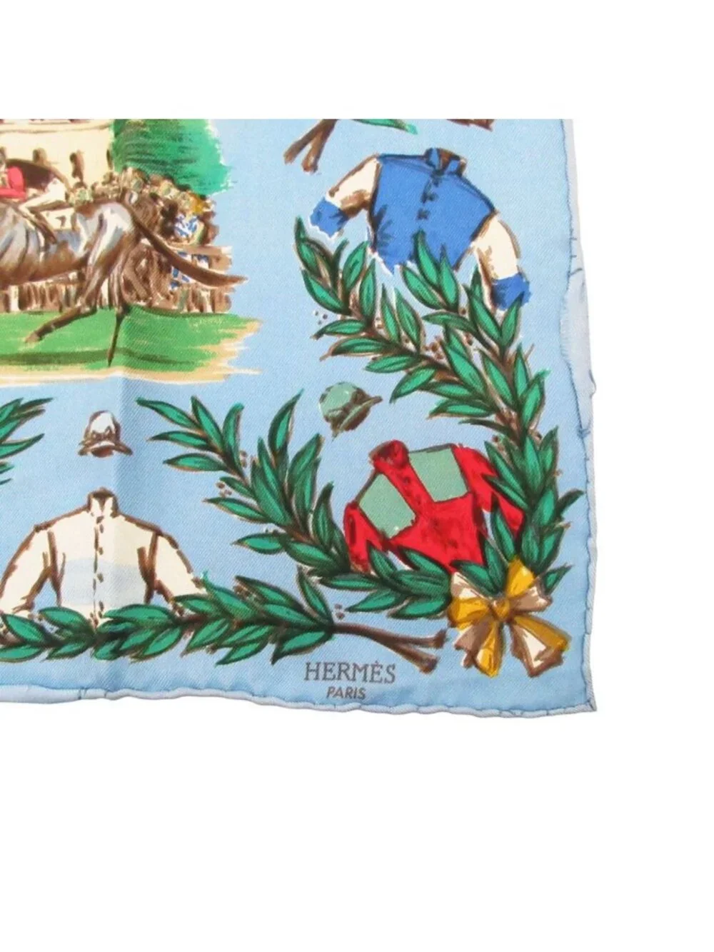 Hermes Scarf Carre 40 Petit Chantilly Stadium Silk 100% Blue - Picture 6 of 8